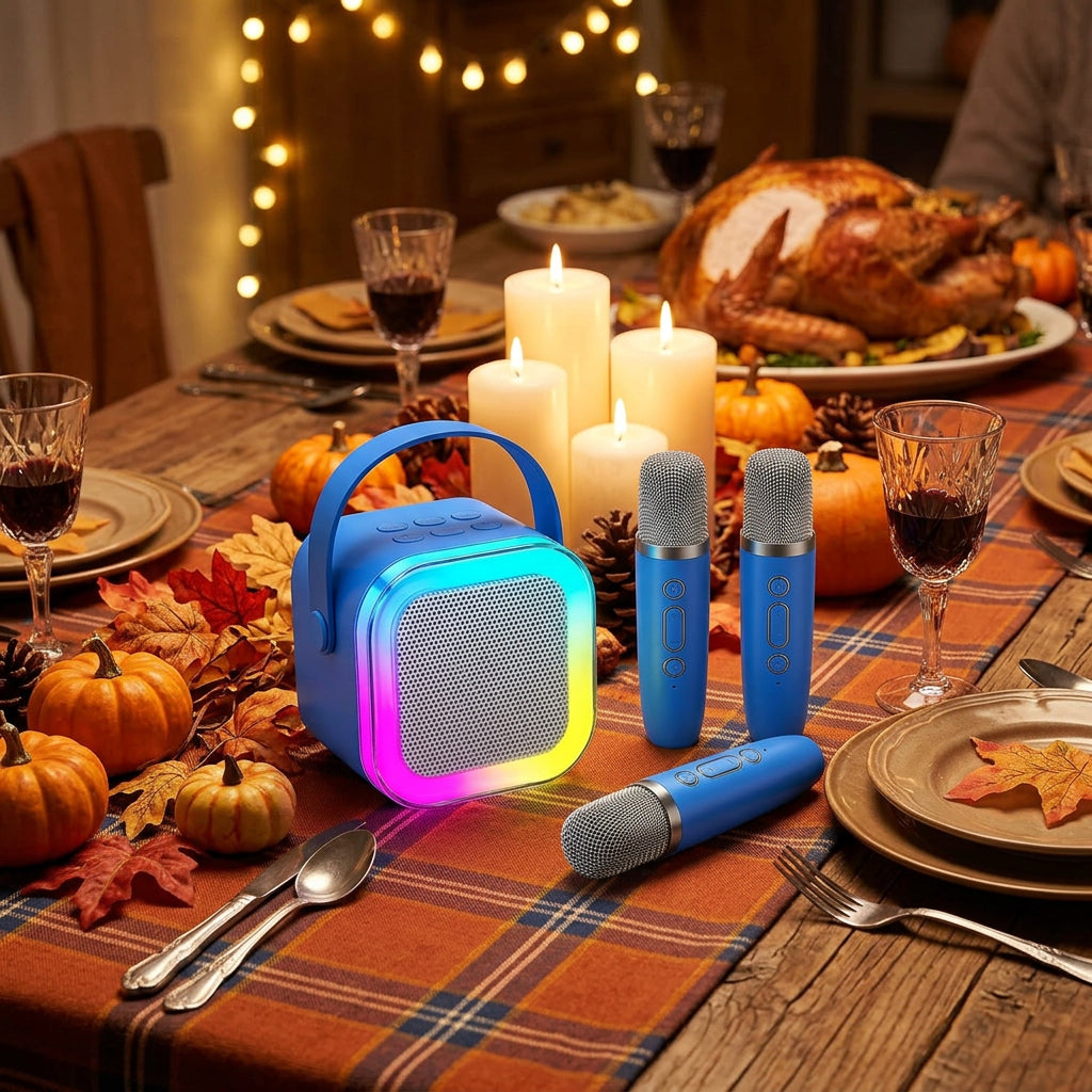 Portable Bluetooth Karaoke Speaker with Microphone & RGB Light