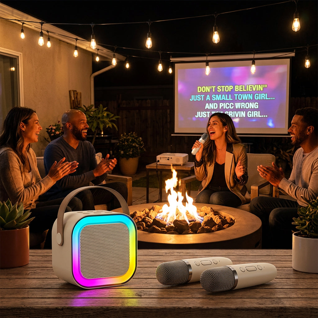 Portable Bluetooth Karaoke Speaker with Microphone & RGB Light